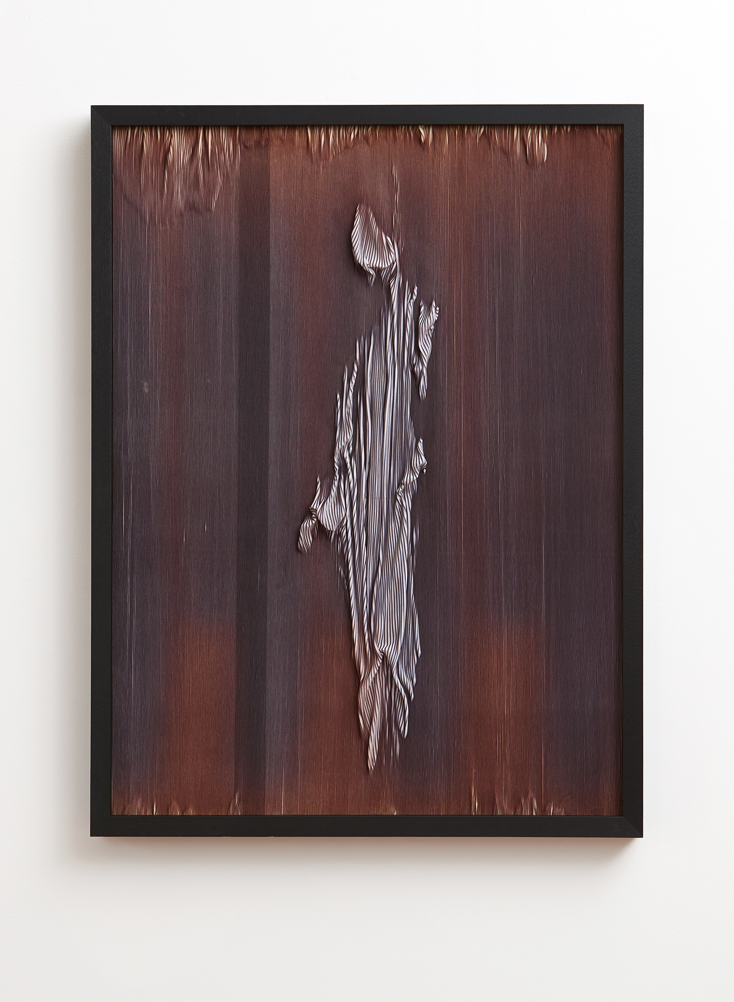 Stevie-Fieldsend_hereafter-xxiii_2018_paper-pleated-polyester-textile-on-canvas-Tasmanian-Oak_125-x-95-x-4cm.-Photograph-by-Zan-Wimberley-1